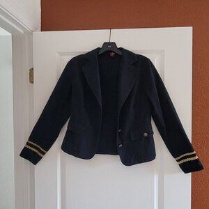 Adrienne Vittadini Marine Style Jacket, Size 0, Navy Blue with Gold Trim